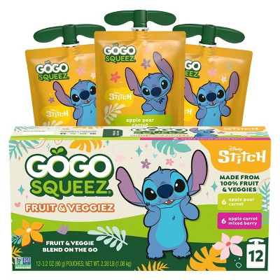GoGo squeeZ Fruit & veggieZ Applesauce and Puree Variety Pack, Boulder Berry and Zippin' Pear - 3.2oz/12ct (Packaging May Vary)