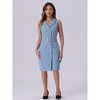 Allegra K Women's Sleeveless V Neck Notched Lapel Double Breasted Belted Work Office Dress - 3 of 4