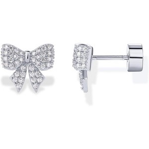 14K gold-plated delicate flat stud earrings, women's style - bow starry sky flat gold stud earrings - 1 of 4