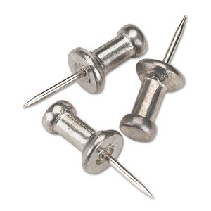 Gem Aluminum Head Push Pins Aluminum Silver 3/8" 100/Box CPAL3 - 1 of 3