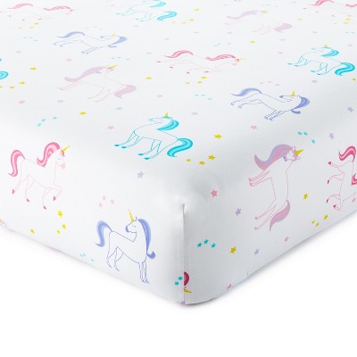 White Cotton Unicorn Print Toddler Sheet Set