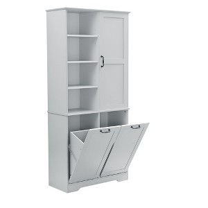 Dexmalle BathroomStorage Cabinet with ilt-Out Laundry Hamper - 1 of 4