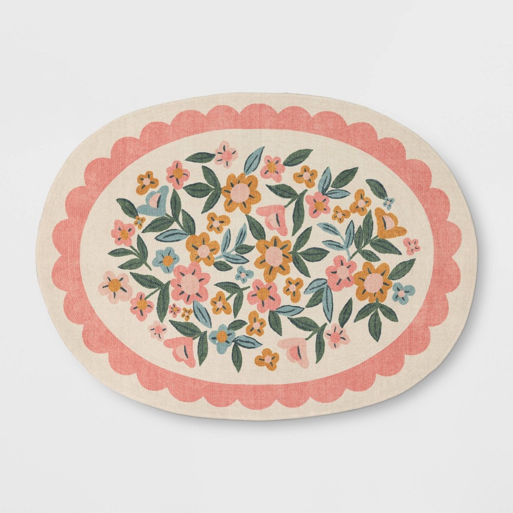 Photos - Area Rug 4'x6' Ditzy Floral Oval Kids' Rug - Pillowfort™