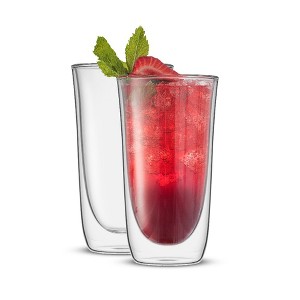 JoyJolt Spike Double Wall Glass - Set of 2 Cocktail Beer Highball Drinkware Glass -13.5-Ounces - 1 of 4