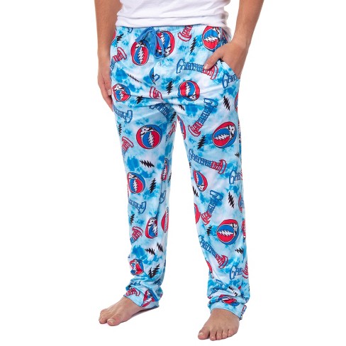 Grateful Dead Men's Steal Your Face Blue Tie Dye Adult Lounge Pajama Pants  (md) Blue : Target