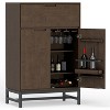 ORRD  Bar Cabinet Walnut Brown - Solid Rubberwood Wine Cabinet with Stemware Racks & Metal Base - 2 of 4