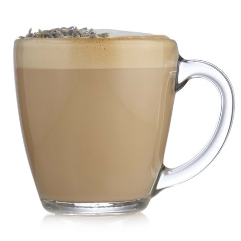 Le'raze Set of 6 Clear Borosilicate Glass Coffee and Tea Mugs with Handles,  15oz.