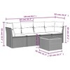 vidaXL Patio Sofa Set with Cushions Outdoor Furniture 5 Piece Poly Rattan - Black and Cream - 3 of 4