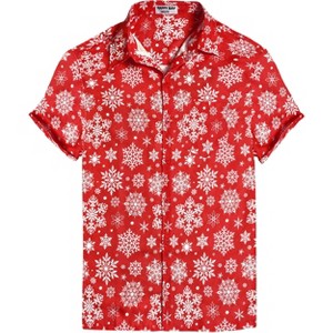 LA LEELA Men's Christmas Tree Hawaiian Shirts Short Sleeve Button Down Shirt Mens Casual Shirts Aloha Party Vacation Shirts for Men - 1 of 4