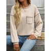 Clearlove Women's Round Neck Pocket Casual Pullover Sweatshirt Tunic Long Sleeve Crewneck Sweatshirts - 3 of 4