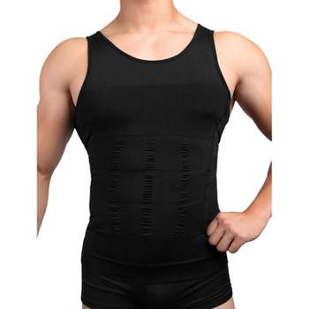 Unique Bargains Mens Slim Body Shaper Tummy Belly Fatty Underwear Vest T Shirt  Shapewear L Black : Target