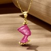 Ross-Simons Italian Purple Venetian Glass Nefertiti Pendant Necklace in 18kt Gold Over Sterling Size - 3 of 4