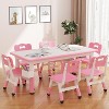Kids Table and 6 Chairs Set, Height Adjustable Toddler Table and Chair Set, Children Multi-Activity Table for 6, Kids Study Table for Ages 2-8 - 4 of 4