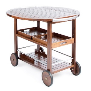 NAYSAYE Bar Serving Cart Modern Industrial Wood and Aluminum Design with Storage and Wheels for Dining Room , Brown, 35.5"*35.5"*29.5" - 1 of 4