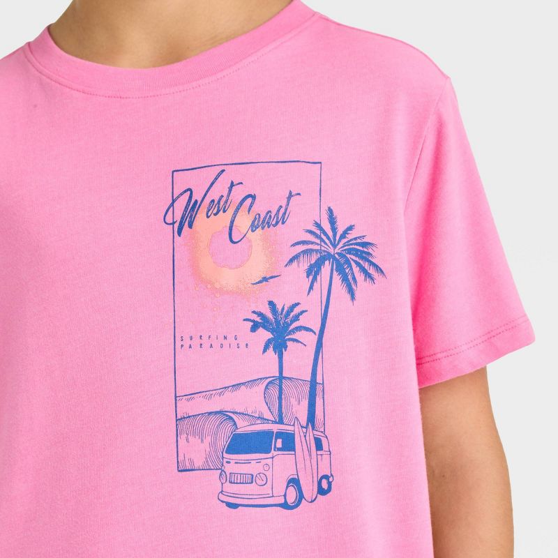 Boys' Short Sleeve 'West Coast' Graphic T-Shirt - Cat & Jack™ Pink, 3 of 5