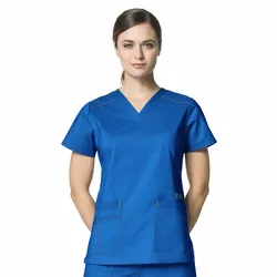 WonderWink Womens Regular Fit Short Sleeve V Neck Scrub Top - Blue 5X Large