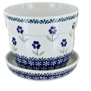 Blue Rose Polish Pottery D035 Manufaktura Medium Flower Pot - 1 of 1