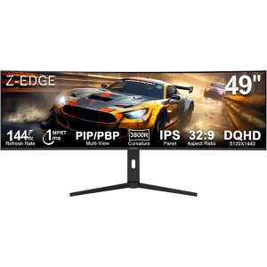 Z-Edge Curved Gaming Monitor 49" 144Hz DQHD 5120x1440 IPS 1ms MPRT, 32:9 Curved Display, 10-bit, FreeSync, HDR10, Tilt/Swivel - 1 of 4