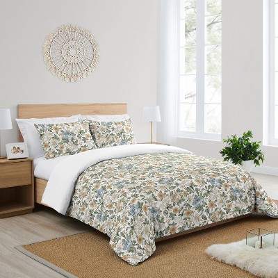 Sweet Jojo Designs Full/Queen Comforter Bedding Set Vintage Floral Blue Yellow and Gold 3pc — фото 2