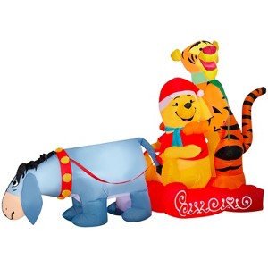Christmas Inflatable Winnie the Pooh in Sledding Scene with Pooh, Eeyore and Tigger - 1 of 2
