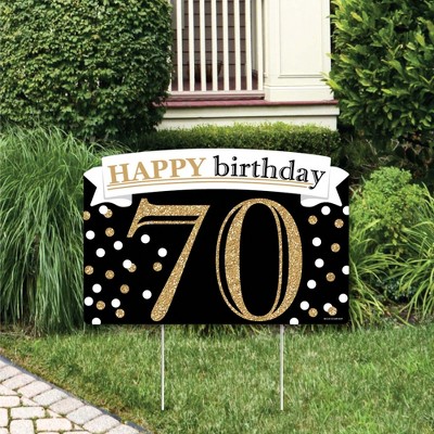 Big Dot of Happiness Adult 70th Birthday - Gold - Birthday Party Yard Sign Lawn Decorations - Happy Birthday Party Yardy Sign