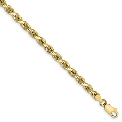 Black Bow Jewelry 4mm 10k Yellow Gold Diamond Cut Solid Rope Chain Bracelet