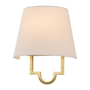 C Cattleya 1-Light Gold Hardwired and Plug-in Dimmable Wall Sconce with Fabric Shade - 1 of 4