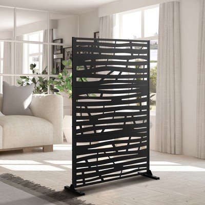 Lirago Metal Outdoor Privacy Screen Freestanding Garden Privacy Screen - 72"x47", Black