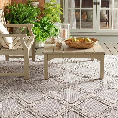 Gray 9' x 12' Synthetic Flat Woven Indoor/Outdoor Rug
