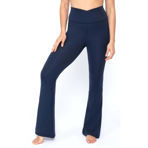 90 Degree By Reflex Womens Wonderlink Madison Elastic Free High Crossover  V-back Waist Flared Leg Yoga Pant - Dark Navy - Small : Target