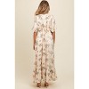 PinkBlush Cream Floral Chiffon Ruffle Accent Maternity Maxi Dress - 4 of 4