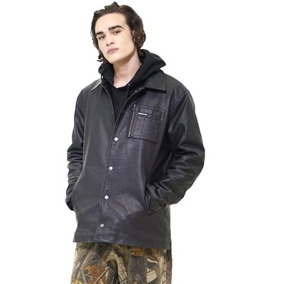 Members Only Mens Vegan Leather Coach Jacket