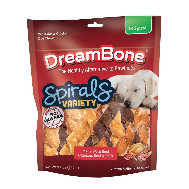 DreamBone Spirals with Beef, Pork and Chicken Flavor Dog Treats - 18ct/7.3oz, 1 of 8