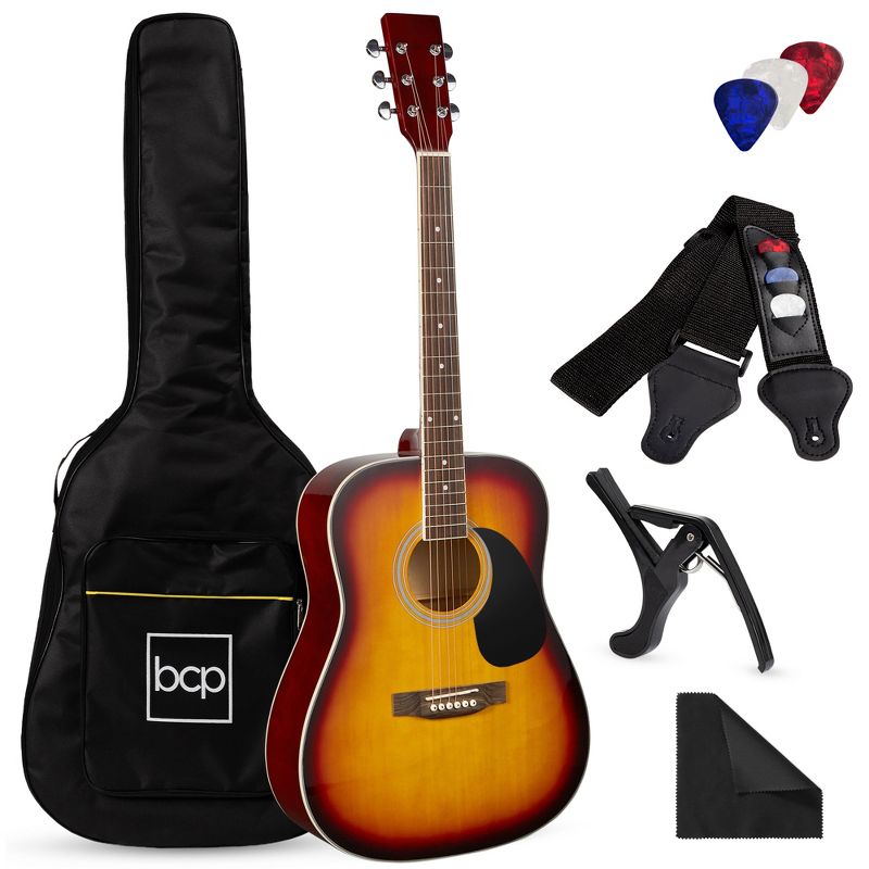 Best Choice Products 41in Full Size All-Wood Acoustic Guitar Starter Kit w/ Gig Bag, Pick, Strap, Rag, 1 of 9