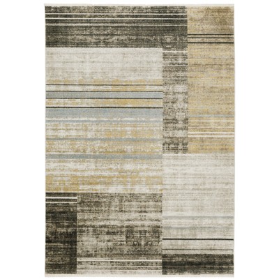 Oriental Weavers Bauer 090N2 Beige/ Charcoal Indoor Area Rug - 3'10" x 5'5"