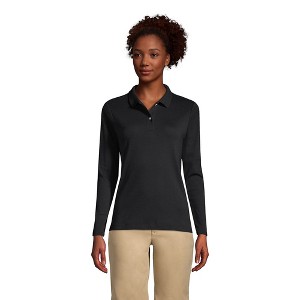 Lands' End School Uniform Women's Long Sleeve Feminine Fit Interlock Polo Shirt - 1 of 2