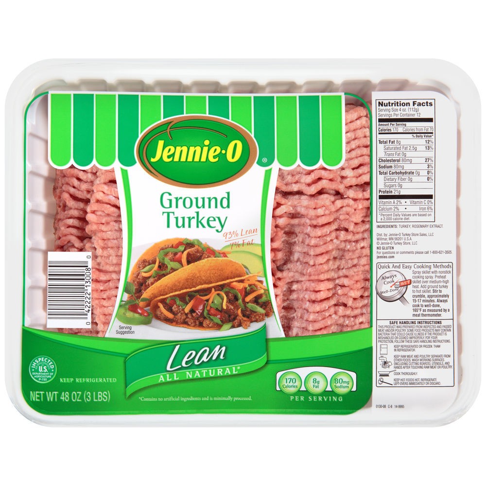 UPC 142222130087 JennieO 93/7 Ground Turkey Family Pack 48oz