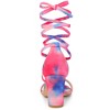Allegra K Women's Tie Dye Lace-Up Strappy Chunky Heel Sandals - 4 of 4