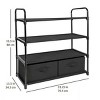 Racxily 4 Shelf Closet Organizer with 2 Bins, Black, Metal Frame, Adult and Child - 3 of 4