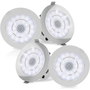 Pyle 4’’ LED Bluetooth Ceiling Speakers Kit - PDIC4CBTL4B - 2-Way Aluminum Frame Speakers with Built-in LED Lights (4 Speakers) - 1 of 4