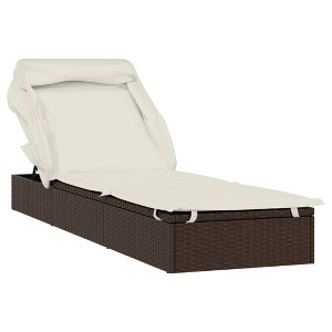 vidaXL Sunbed Brown PE Rattan, Powder-Coated Steel 83.9x24.8x38.2 in - 1 of 4