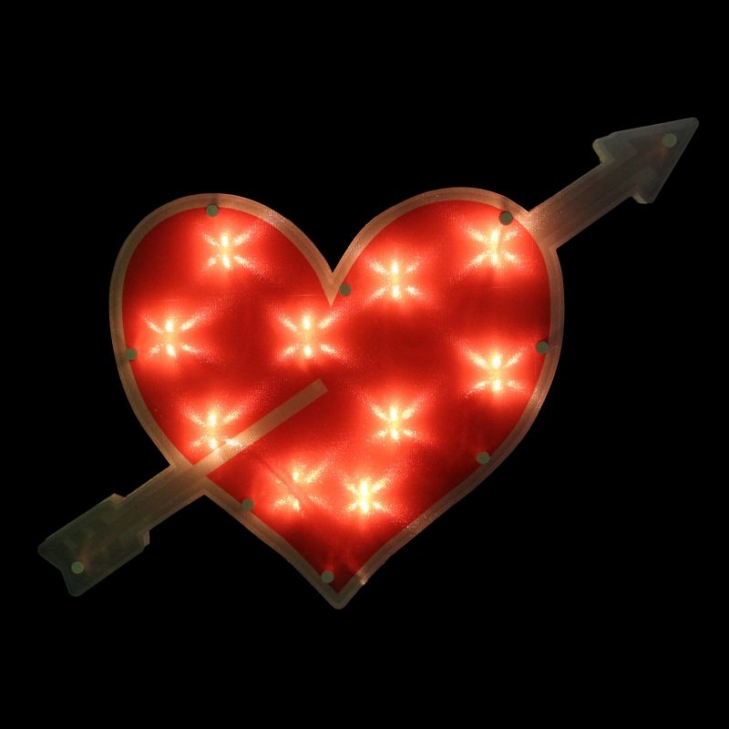 Northlight Lighted Heart with Arrow Valentine's Day Window Silhouette - 18" - Red and White, 2 of 5