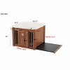 Angel Sar 30.25" Night Stand with Dog Crate, Luxury Wooden Side Table & Pet Kennel Ottoman with Removable Cushion, Walnut - 3 of 4