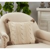 18"x18" Poly-Filled Cable Knit Square Throw Pillow with Pom-Poms - Saro Lifestyle - 3 of 3