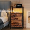 Furnulem Tall Nightstand with Charging Station and Drawers, Bedside Table with 4/5 Fabric Drawers, LED Lights and 2 Storage Shelves - 3 of 4