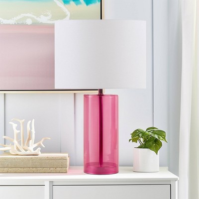 Neonova Pink Glass Table Lamp with White Shade