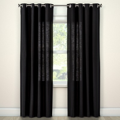 84"x54" Natural Solid Curtain Panel Black - Threshold™