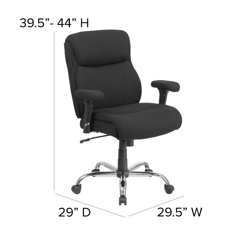 Flash Furniture HERCULES Series Big & Tall 400 lb. Rated Swivel Ergonomic Task Office Chair with Clean Line Stitching and Adjustable Arms, 4 of 12