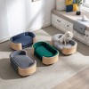 Spassway Dark Gray Oval Velvet Pet Bed with Cushion Solid Wood Frame Dog Bed for Medium and Large Dogs Comfy Dog Couch Sofa for Dogs Cats S/M/L - 3 of 4