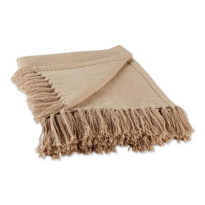 50"x60" Solid Ribbed Throw Blanket Beige - Design Imports